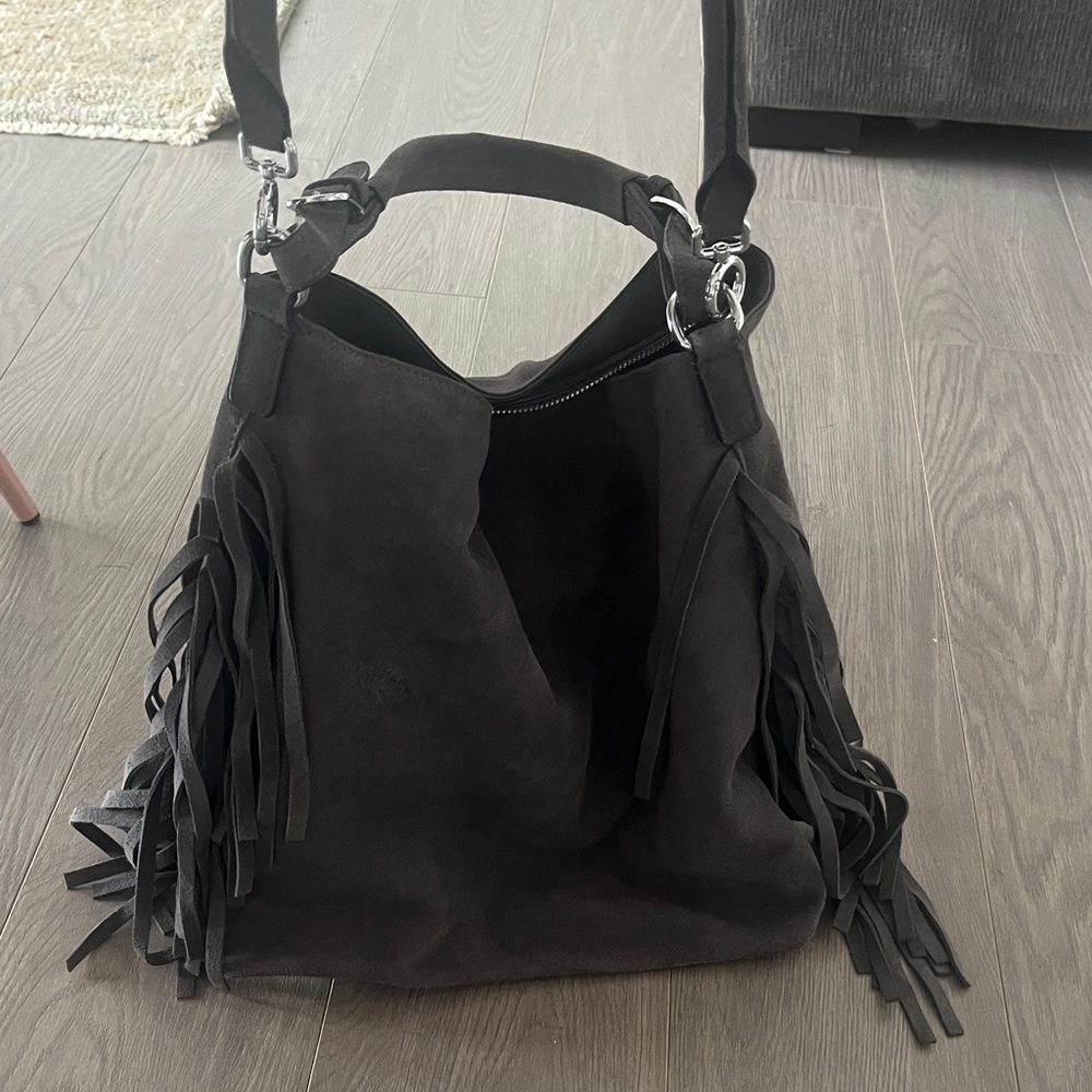 Chic Black Fringe Hobo Bag